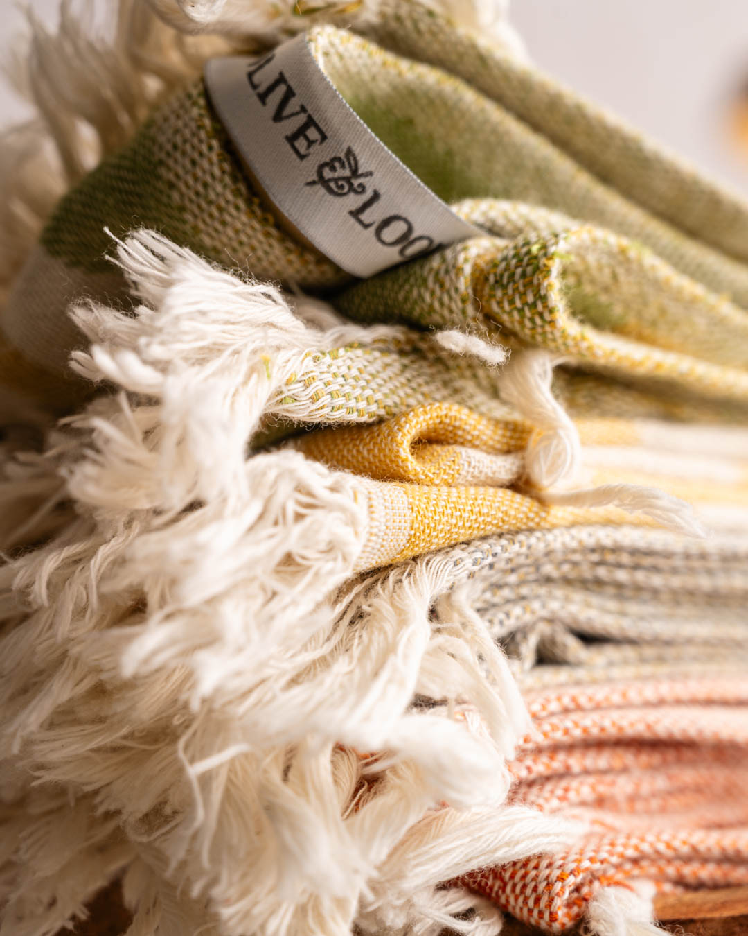 Olive Hand-Stitched Kitchen Towel Set